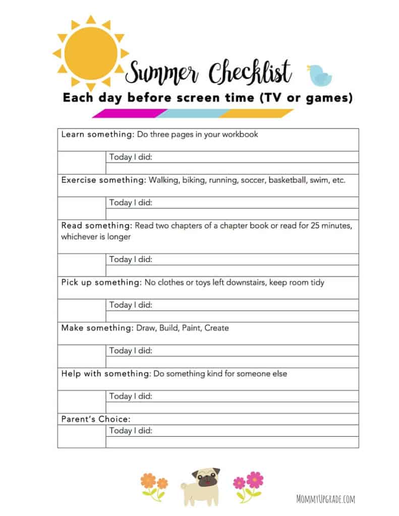 Kids Summer Checklist - Mommy Upgrade